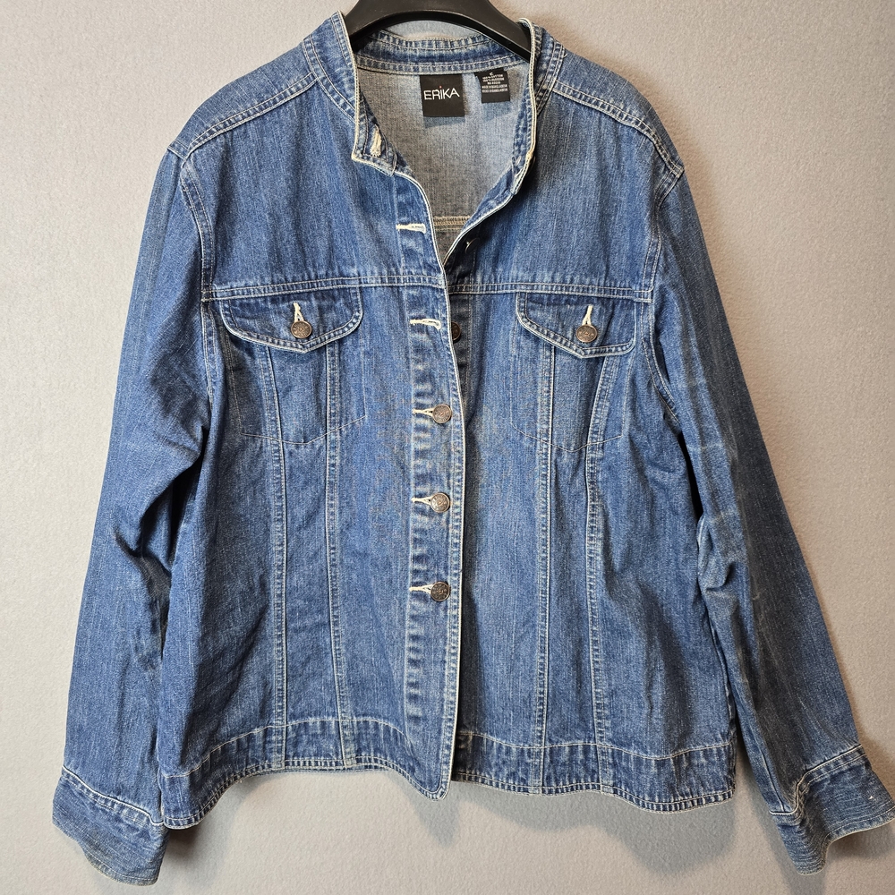 ERIKA Women's Blue Denim Cotton Jacket Size Large